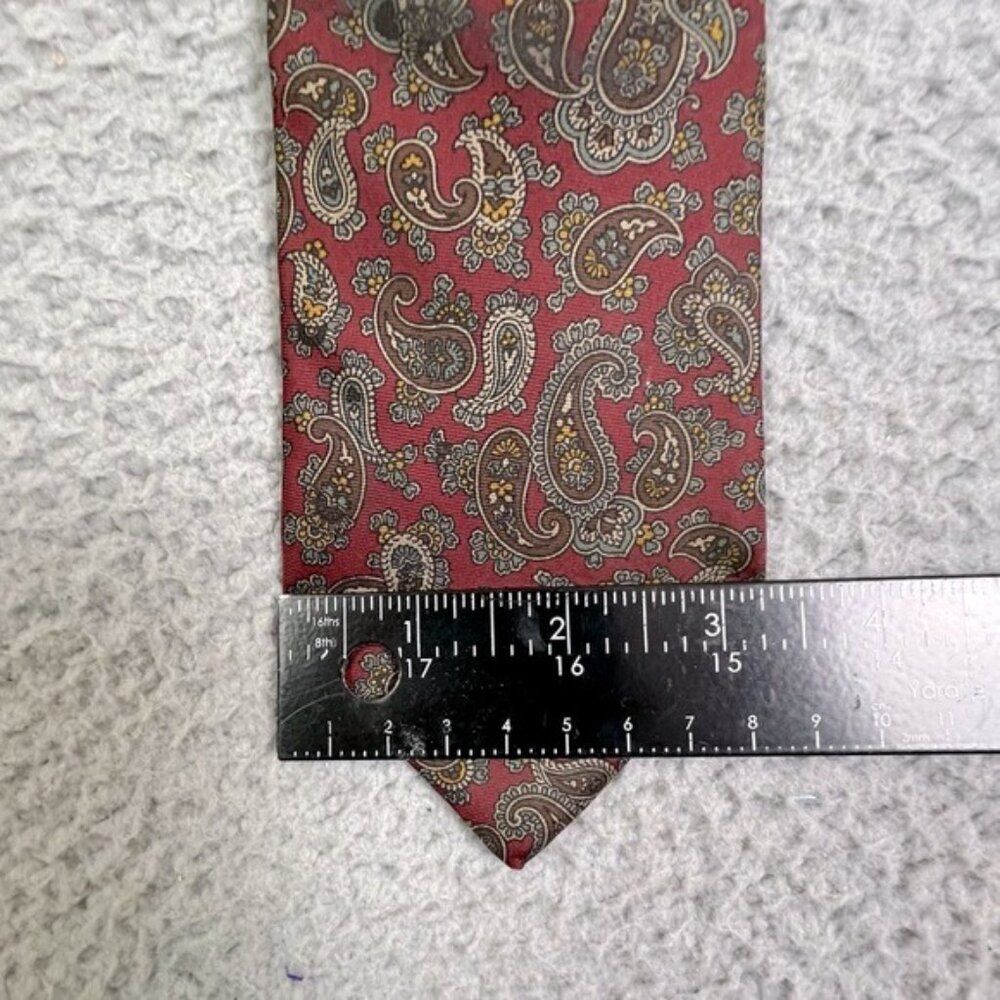 CHRISTIAN DIOR MENS SILK TIE RED PAISLEY - Picture 3 of 4